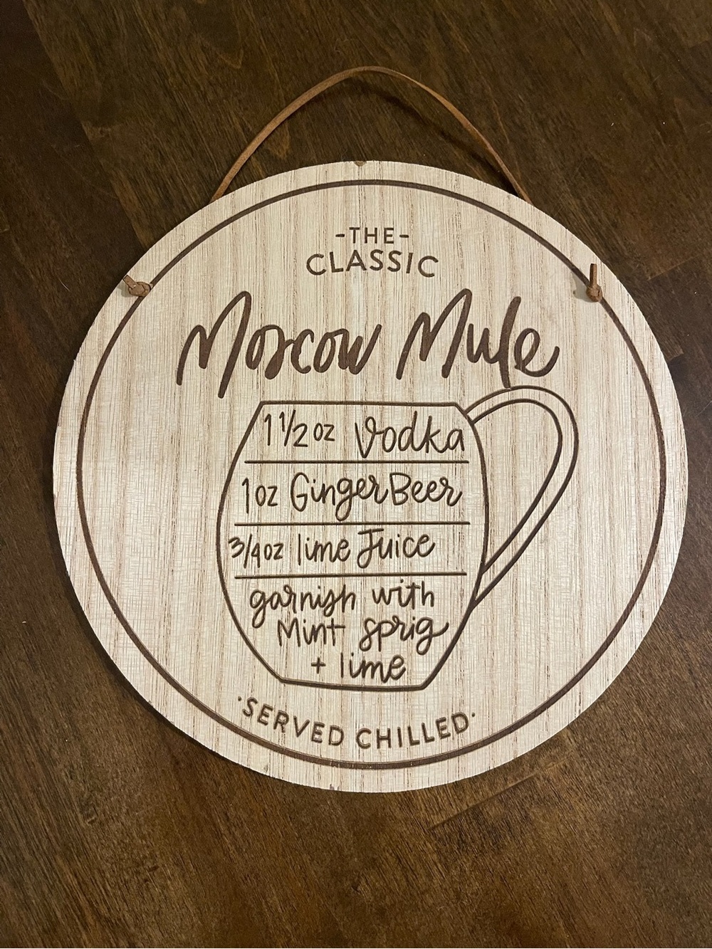 Moscow Mule Wooden Wall Sign - Tan